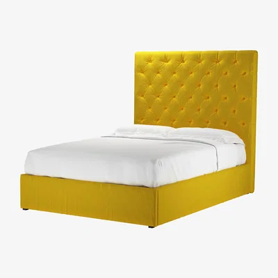 Sofa.com Rosalie 150cm Double Ottoman Bed in Canary Cotton Matt Velvet - sofa.com