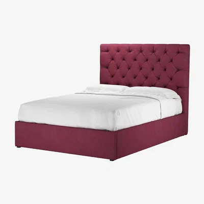 Sofa.com Rosalie 130cm Double Ottoman Bed in Boysenberry Brushed Linen Cotton - sofa.com