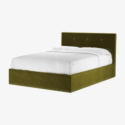 Sofa.com Avery 100cm Double Ottoman Bed in Olive Cotton Matt Velvet