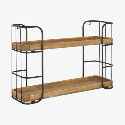 Barker and Stonehouse Two Tier Industrial Wall Shelf Wood | Barker & Stonehouse