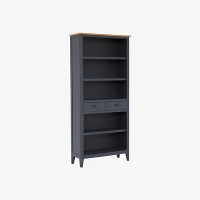 Barker and Stonehouse Ives 2 Drawers Tall Bookcase, Blue Oak Wood | Barker & Stonehouse