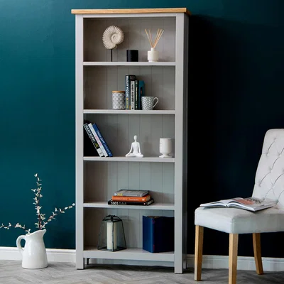Chiltern Oak Furniture Salisbury Grey Painted Oak Large Bookcase