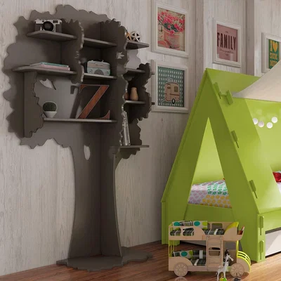 Cuckooland Mathy by Bols Childrens Tree Bookcase in Sam Design - Mathy Powder Pink