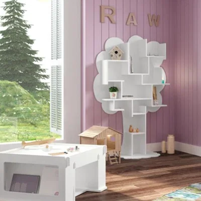 Cuckooland Mathy by Bols Louane Small Tree Bookcase - Mathy Cement Grey