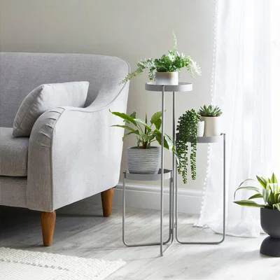 Dunelm Folding 3 Tier Plant Stand Grey