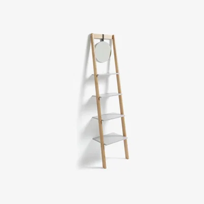 Habitat Habitat Bamboo Ladder with Mirror Shelving Unit - Two Tone