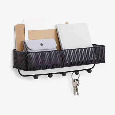 John Lewis Umbra Estique Wall Organiser Basket, Walnut