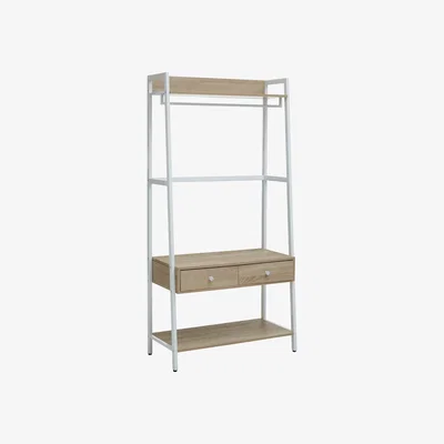 La Redoute Natural Oak Effect Shelf Unit and Hanging Storage with White Frame