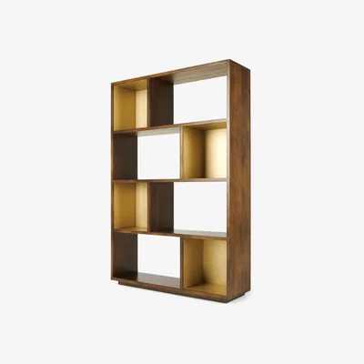 Made.com Anderson Wide Shelving Unit, Mango Wood & Brass