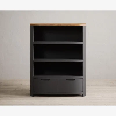 Oak&More Bradwell Oak and Charcoal Grey Painted Small Bookcase