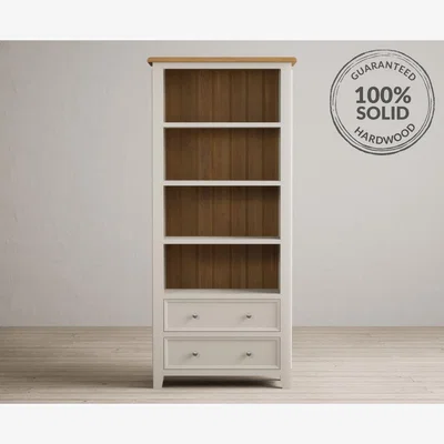 Oak&More Weymouth Oak and Soft White Painted Tall Bookcase