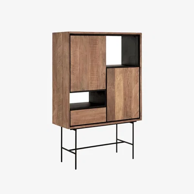Olivia's DTP Interiors Metropole Low Bookcase with 2 Doors and 1 Drawer