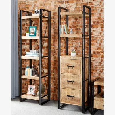The Range Metro Industrial Slim Open Bookcase - Brown