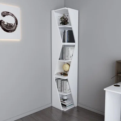 The Range Arrow 6-Tier Corner Bookcase Bookshelf Shelving Unit - White