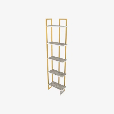 The Range Alice 180cm Tall Industrial Bookcase with 5 Shelves - Marble White and Gold