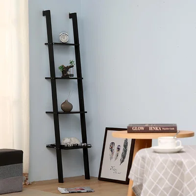 The Range 4-Tier Wooden Wall Ladder Shelf - Black