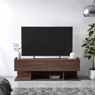 The Range Bros Modern TV Unit with 2 Doors - Victoria Walnut