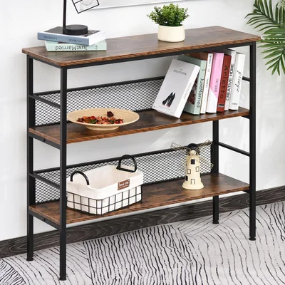 The Range 3 Tier Industrial Style Storage Display Shelf  - Brown, Black
