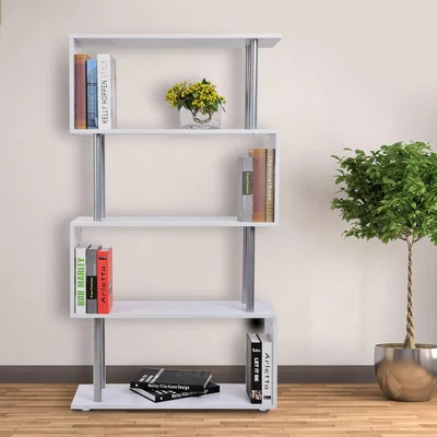 The Range Wooden S Shape Bookcase  - White
