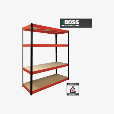 The Range RB BOSS Garage Shelving Racking Unit 4 Tier 1800mm H x 1600mm W x 600mm D - Red