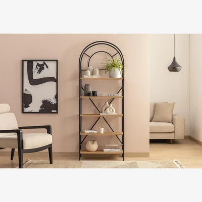 The Range Decorative Metal Bookcase - Oak