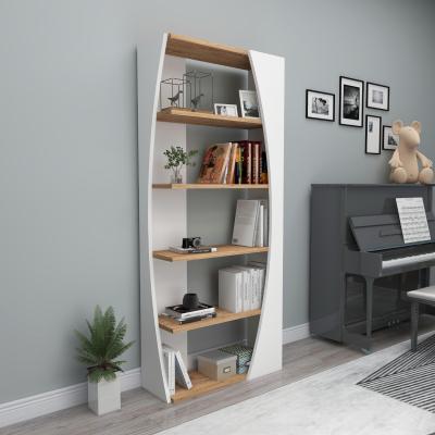 The Range Nestor Bookcase with 5 Tier Shelves - Atlantic Pine & White / Melamine Metal Particle Board Plastic PVC