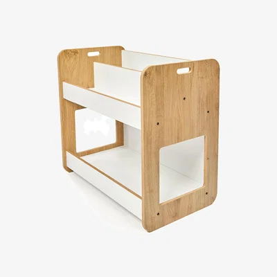 The Range Kids' Bookcase Storage in Dove and Natural - Child-Friendly Shelving - Natural & White