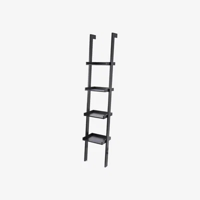 The Range Sennen BLACK Wooden 4 tier Ladder Shelf  Leaning Bookcase - Black