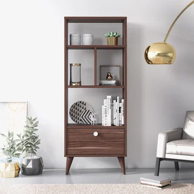 The Range Vega 52cm W x 130cm H Narrow Bookshelf by Ruumstore - Victoria Walnut