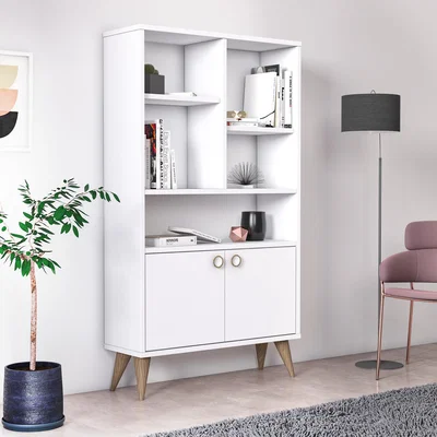 The Range Vega 72cm W x 131cm H Bookshelf by Ruumstore - Opaque White