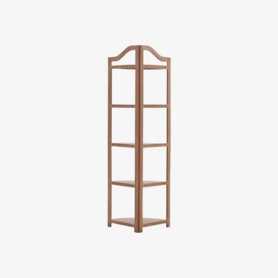 The Range Bamboo Wooden Flower Plant Books Storage Corner Shelf Unit Bookcase Display - Brown