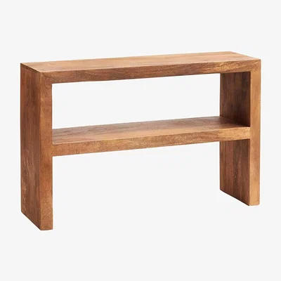 The Range Dakota Light Mango Console Table with Shelf - Light Wood