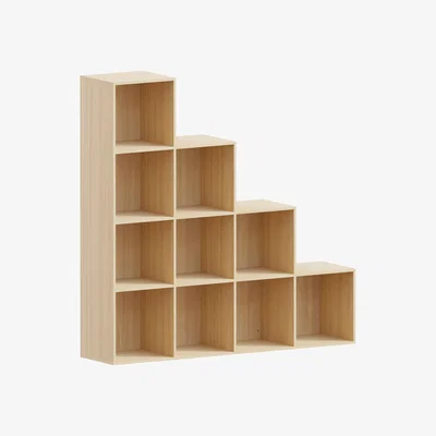 The Range Durham 10 Cube Staircase Storage Unit - Set of 5 White Baskets - Oak