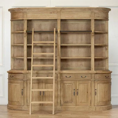 Teddy Beau Maison Reproductions Wooden Bookcase / Brown / Double With Ladder