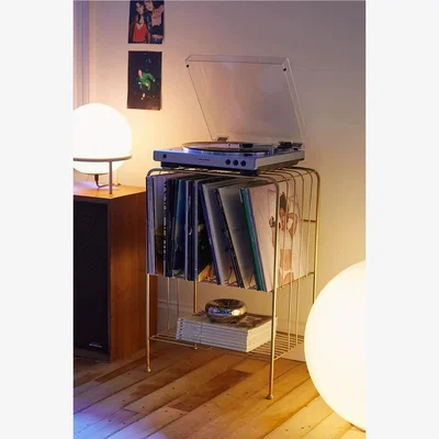 Urban Outfitters Urban Outfitters Gold Ryle Vinyl Storage - Gold L: 46.9cm x W: 30.8cm x H: 67.3cm