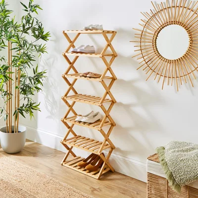 Dunelm 7 Tier Bamboo Shoe Rack Wood (Brown)