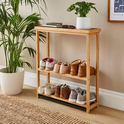 Dunelm Bamboo Shoe Rack with Table