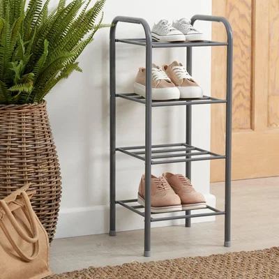 Dunelm Cool Grey Slim 4 Tier Rack Grey