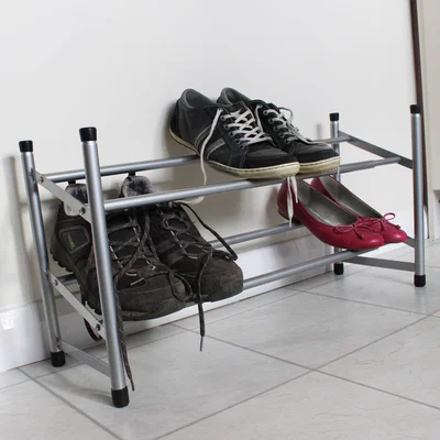 Dunelm JVL 2 Tier Extendable Shoe Rack Silver