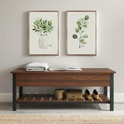 Furniture123 Dark Walnut Shoe Storage Bench - Foster