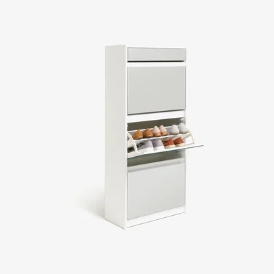 Habitat Habitat Jenson 4 Drawer Mirror Shoe Cabinet - White