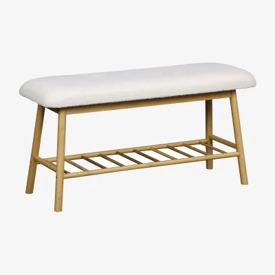 Homebase Isla Boucle Shoe Bench - White