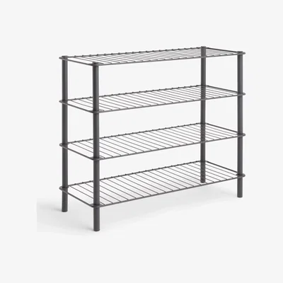 John Lewis John Lewis & Partners 4 Tier Metal Shoe Rack, Grey