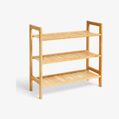 John Lewis John Lewis FSC-Certified (Oak Wood) 3 Tier Shoe Rack, Natural
