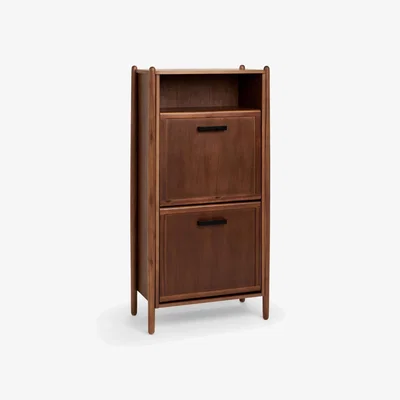 John Lewis John Lewis Mid Century Shoe Cabinet, 2 Tier, Natural Honey