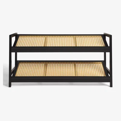 John Lewis John Lewis Rattan 2 Tier Shoe Rack, Black