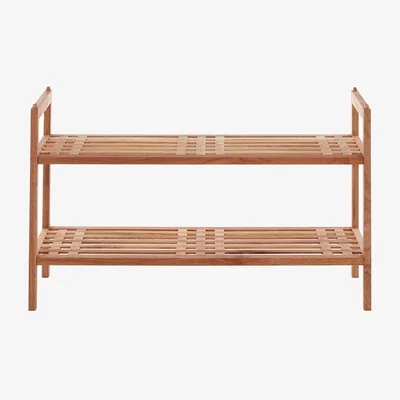 La Redoute 2-Tier Stackable Shoe Rack in Walnut Wood