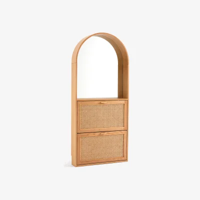 La Redoute Mathéo Shoe Cabinet with 2 Fold-Down Doors and Mirror, Holds Up To 8 Pairs