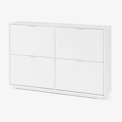 Made.com Marcell Wide Double Shoe Storage Cabinet, White