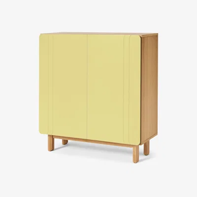Made.com Asuna Hallway Storage Cabinet, Oak & Sherbert Yellow